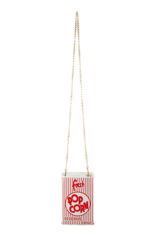 Fresh Popcorn Print Rectangular Crossbody Bag