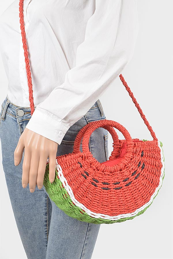 Faux Straw Watermelon Novelty Bag