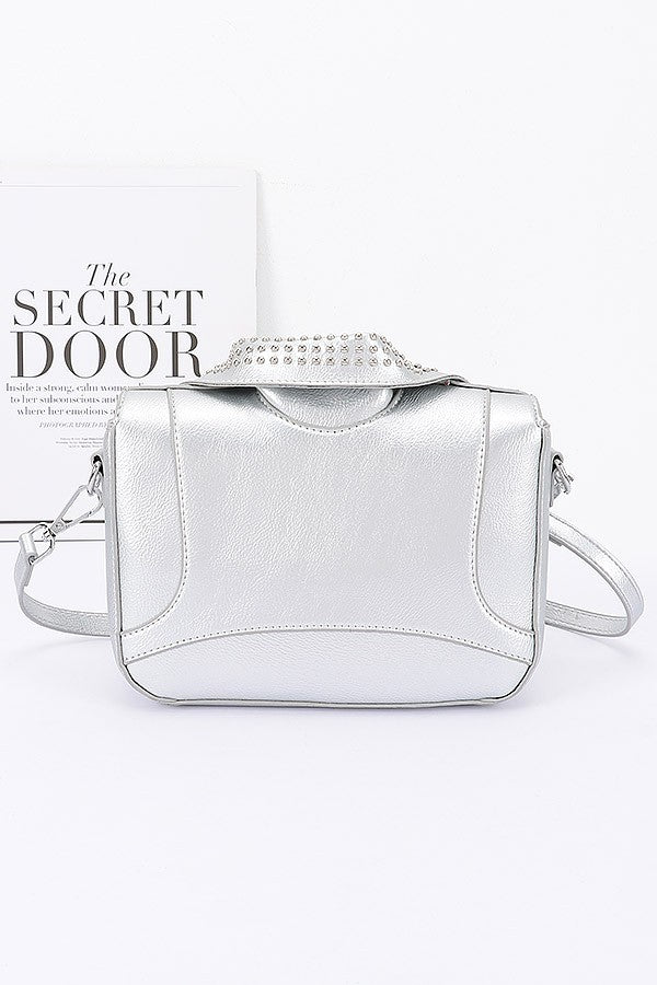 Faux Leather Metal Studded Jacket Clutch