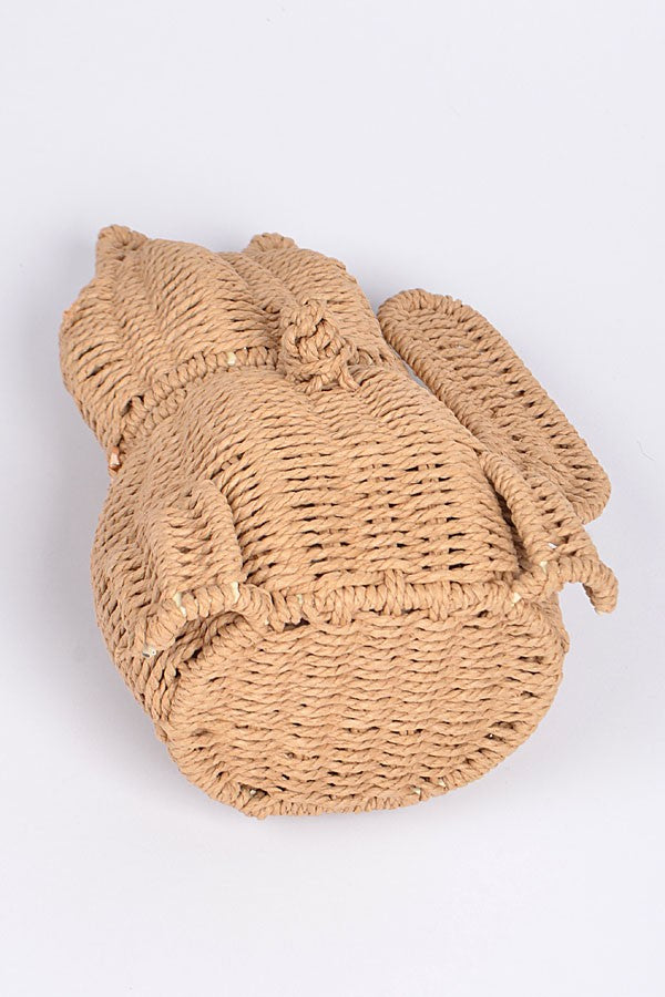 Straw Maneki Neko Crossbody Bag