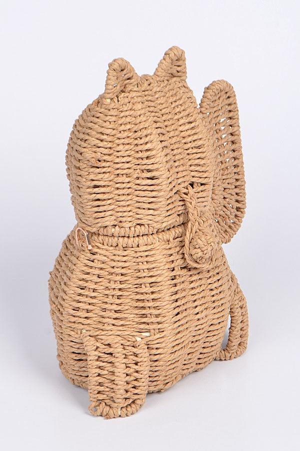 Straw Maneki Neko Crossbody Bag