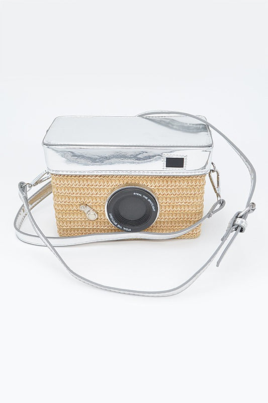 Straw Camera Basket Clutch