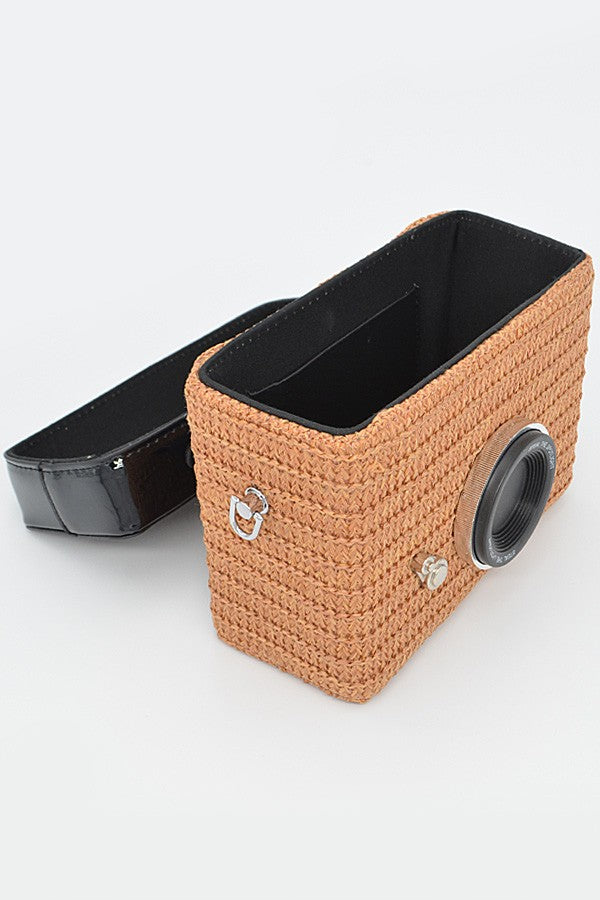 Straw Camera Basket Clutch