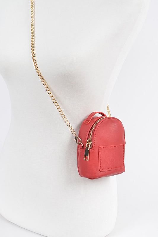 Backpack Shape Mini Bag W/crossbody Chain