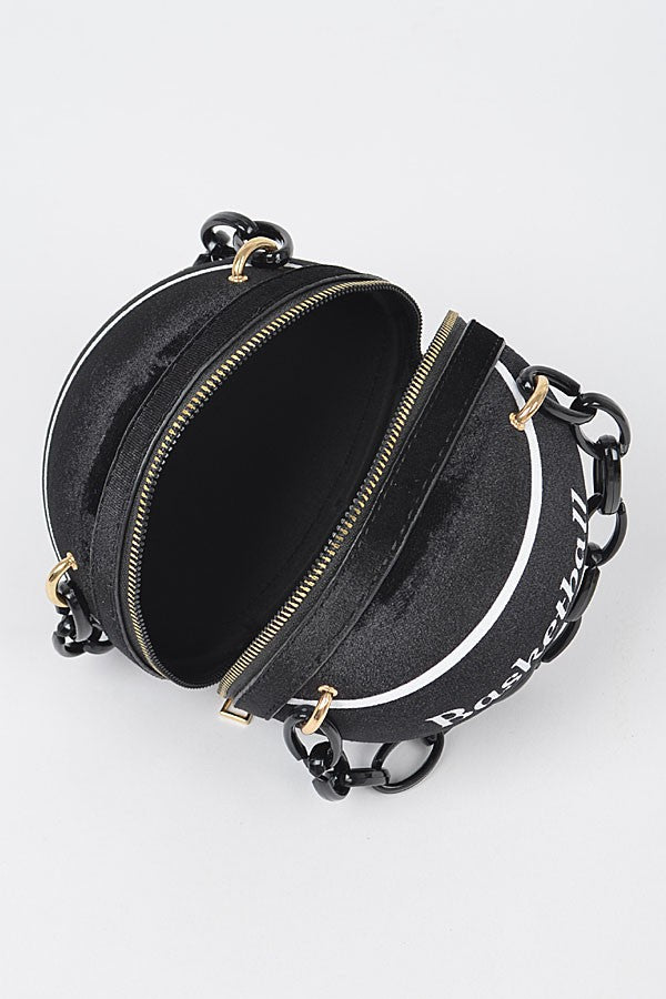 Velvet Small Basketball Bag W/plastic Chain