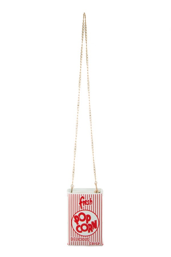 Fresh Popcorn Print Rectangular Crossbody Bag