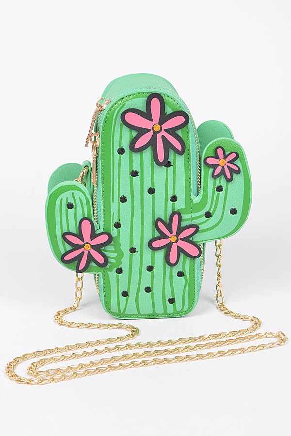 Faux Leather Cactus Crossbody Bag