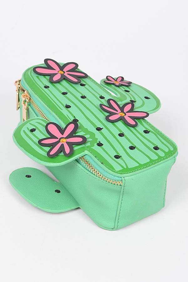 Faux Leather Cactus Crossbody Bag
