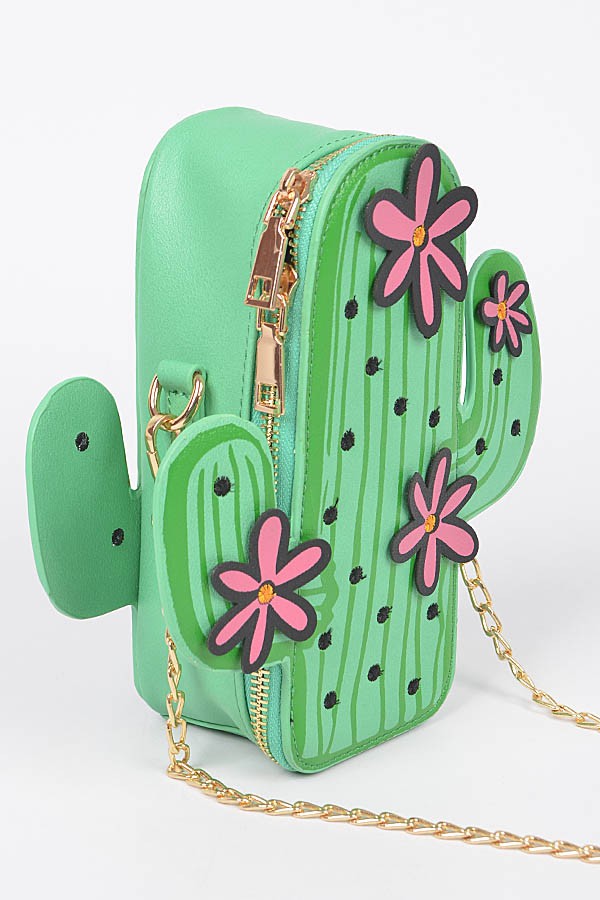 Faux Leather Cactus Crossbody Bag