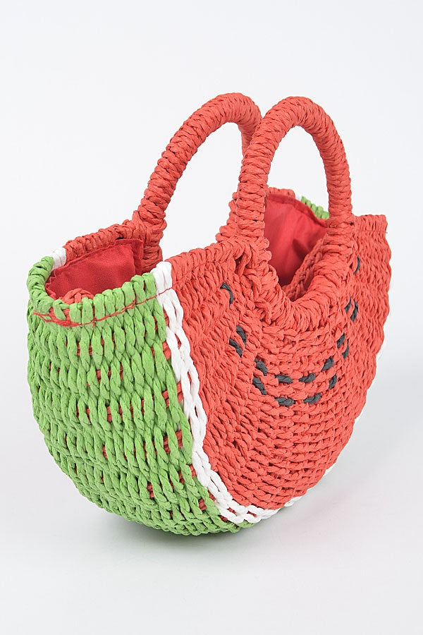 Faux Straw Watermelon Novelty Bag