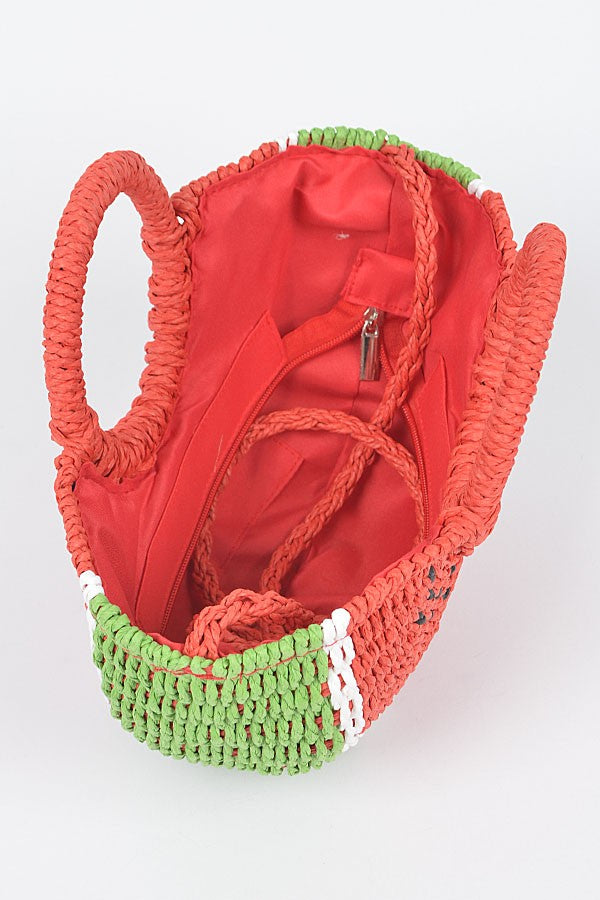 Faux Straw Watermelon Novelty Bag