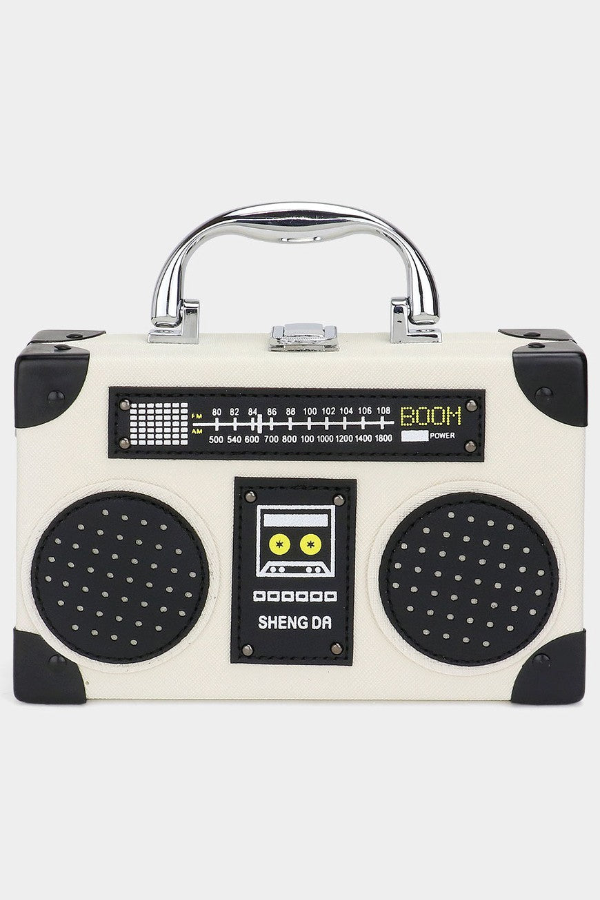 Vintage Radio Boombox Shape Handbag Crossbody Bag