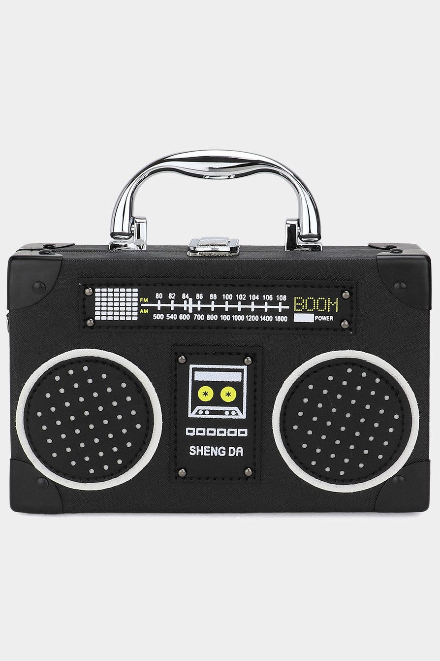 Vintage Radio Boombox Shape Handbag Crossbody Bag