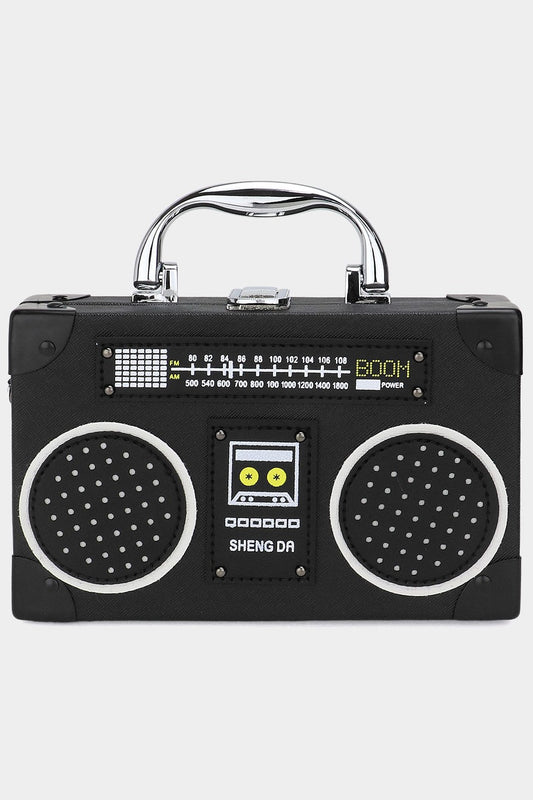 Vintage Radio Boombox Shape Handbag Crossbody Bag