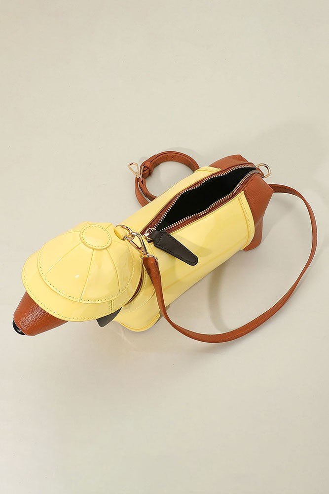Faux Leather Raincoat Puppy Crossbody Bag