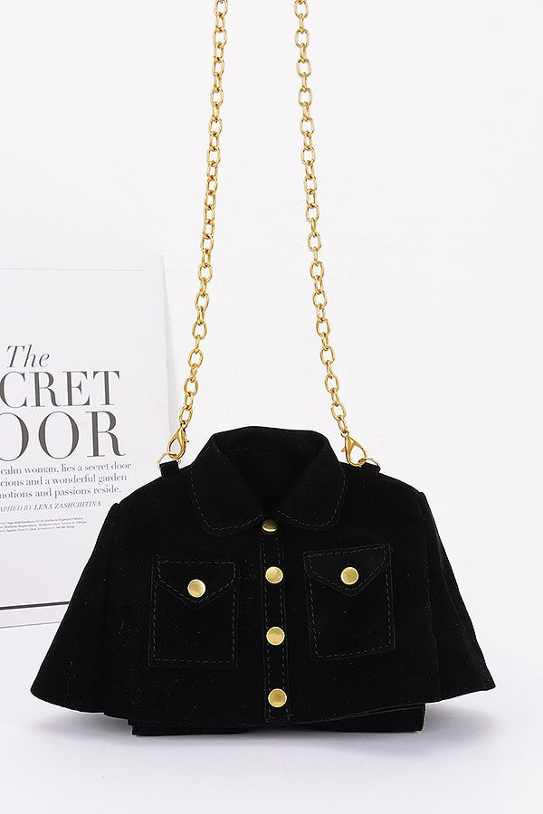 Faux Suede Jacket Crossbody Bag