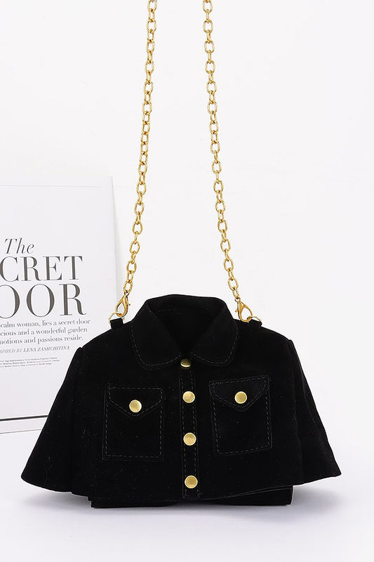 Faux Suede Jacket Crossbody Bag