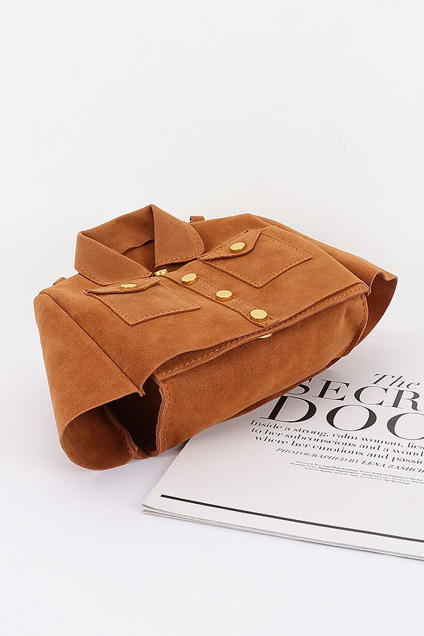Faux Suede Jacket Crossbody Bag