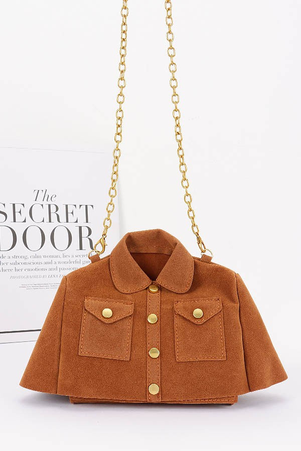 Faux Suede Jacket Crossbody Bag