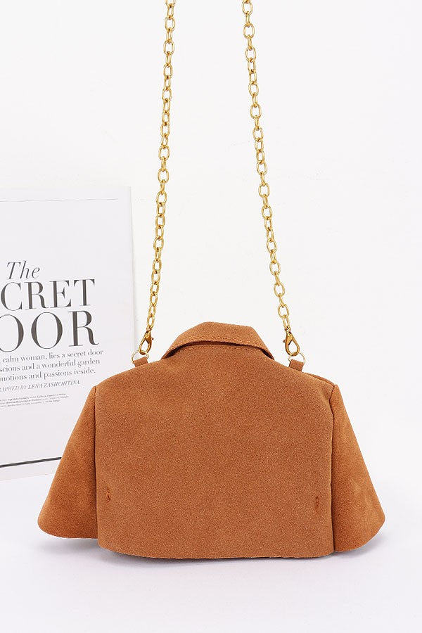 Faux Suede Jacket Crossbody Bag